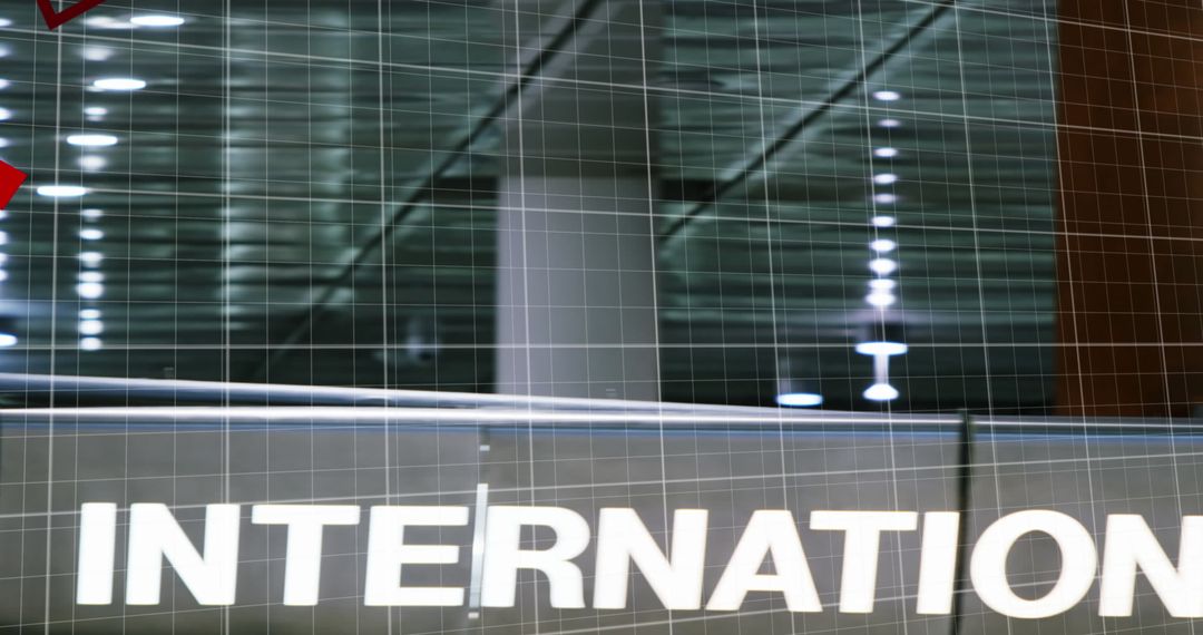 Digital Interface at Modern Airport Terminal Displaying INTERNATIONAL