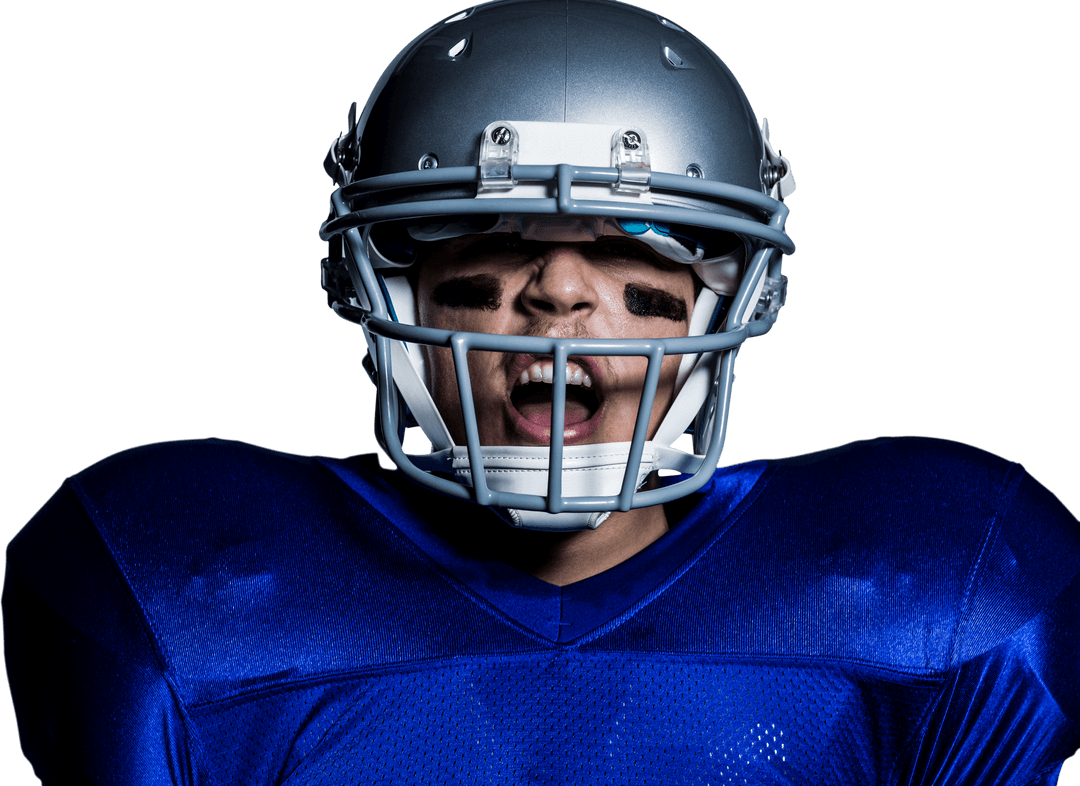 Transparent Background: Intense American Football Player Expression