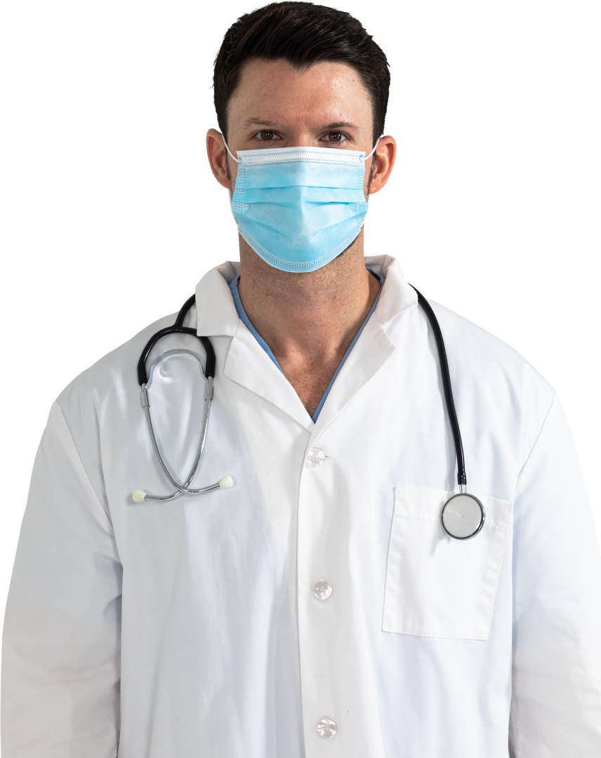 Transparent Professional Male Health Worker Wearing Medical Mask and White Coat - Download Free Stock Images Pikwizard.com