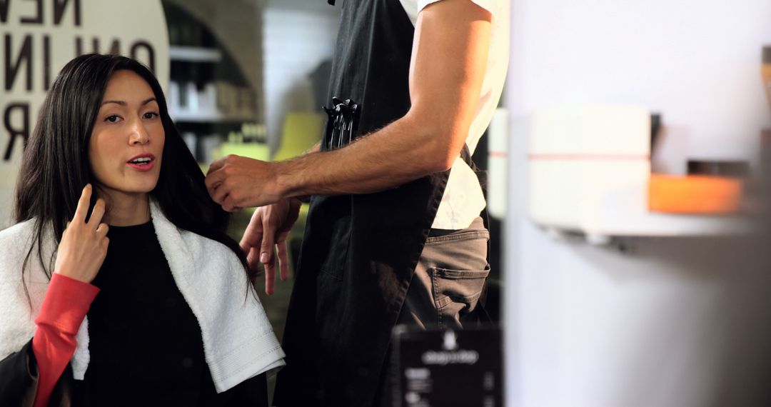 Woman Receiving Haircut in Modern Salon - Free Images, Stock Photos and Pictures on Pikwizard.com