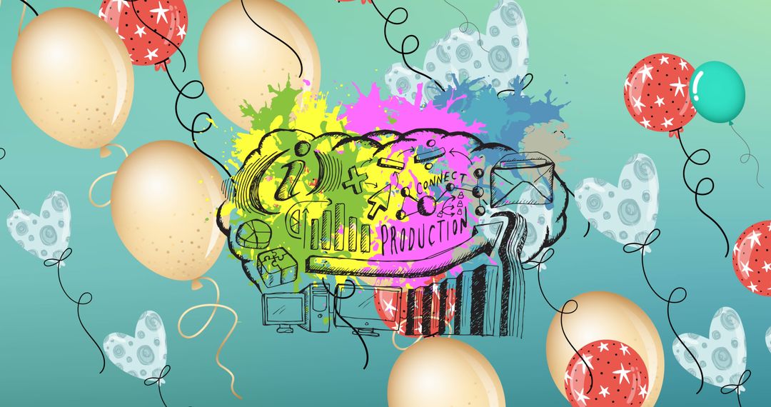 Colorful Balloon Celebration with Creative Doodles - Free Images, Stock Photos and Pictures on Pikwizard.com