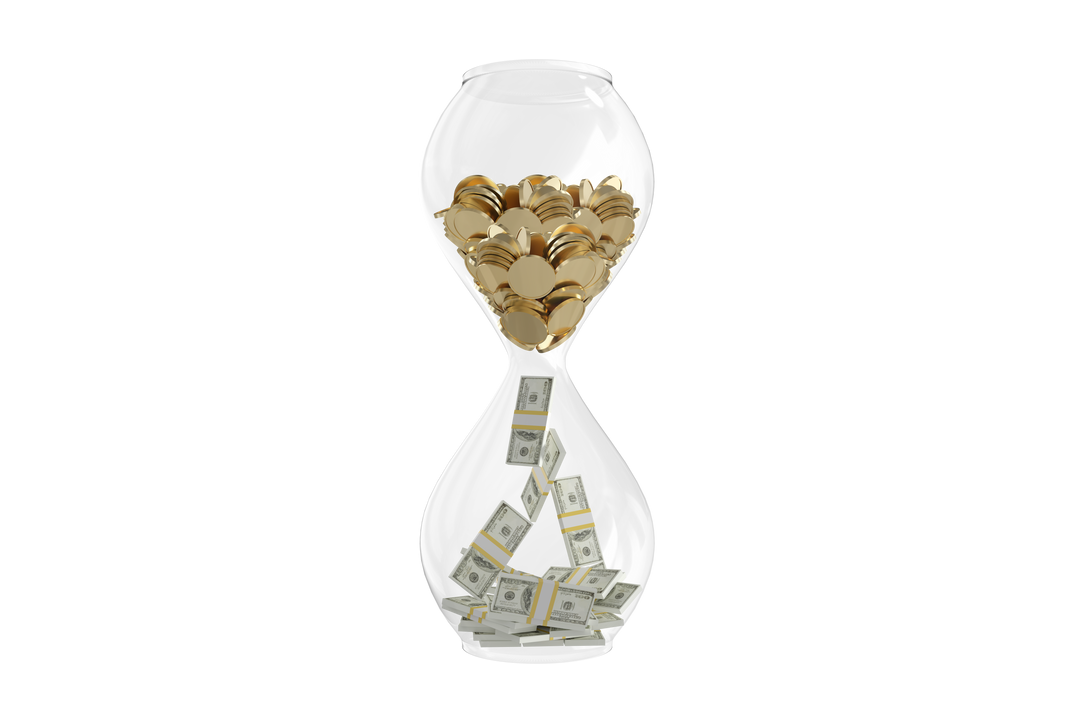 Transparent Hourglass with Flowing Coins and Banknotes Concept Art - Download Free Stock Images Pikwizard.com