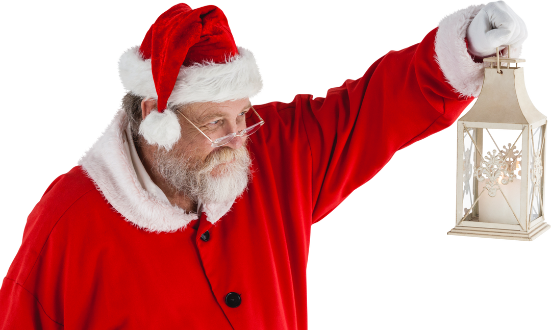 Santa Claus Holding Christmas Lantern on Transparent Background - Download Free Stock Images Pikwizard.com