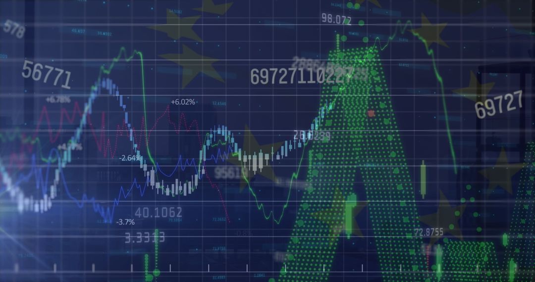 European Market Data Overlay with EU Flag and Financial Graphs