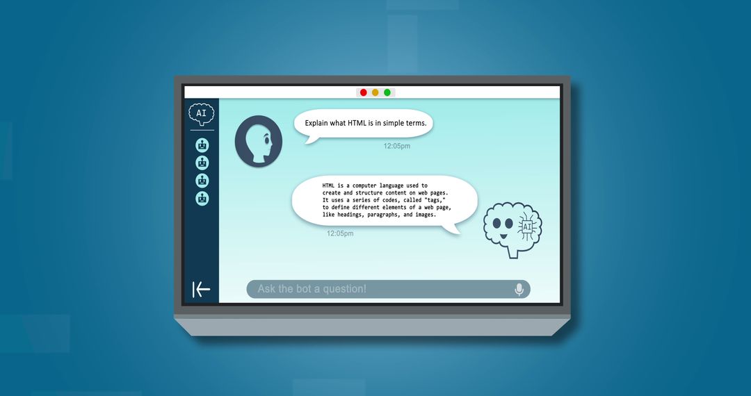 AI Chat Discussing HTML on Digital Screen