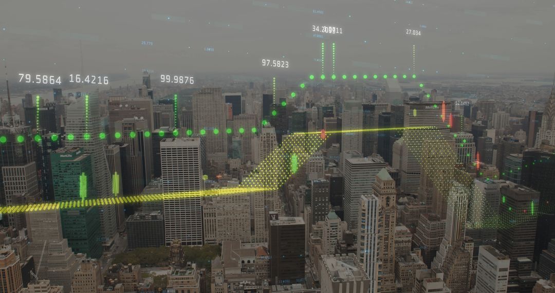 Digital Data Processing Overlay on Metropolitan Skyline