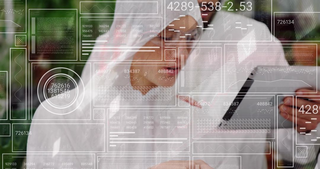 Man Interacting with Futuristic Transparent Display in Modern Office