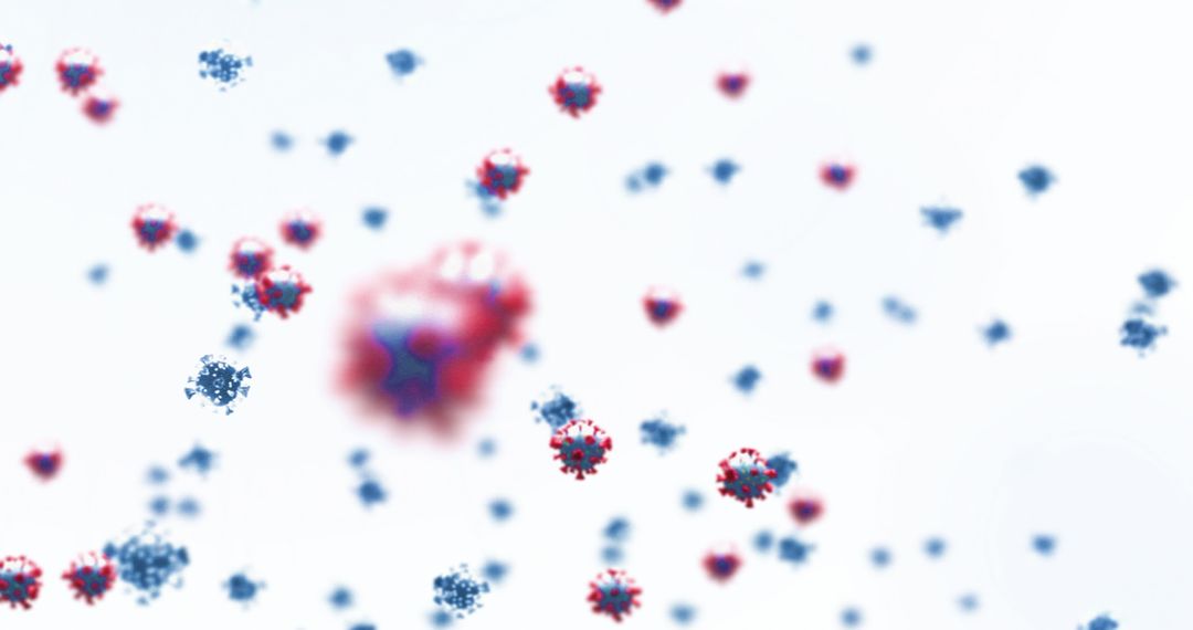 Abstract Virus Particles Floating in Air Representing Global Health Concept
