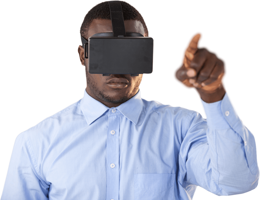Man Engaged in Virtual Reality Experience Wearing Formal Shirt