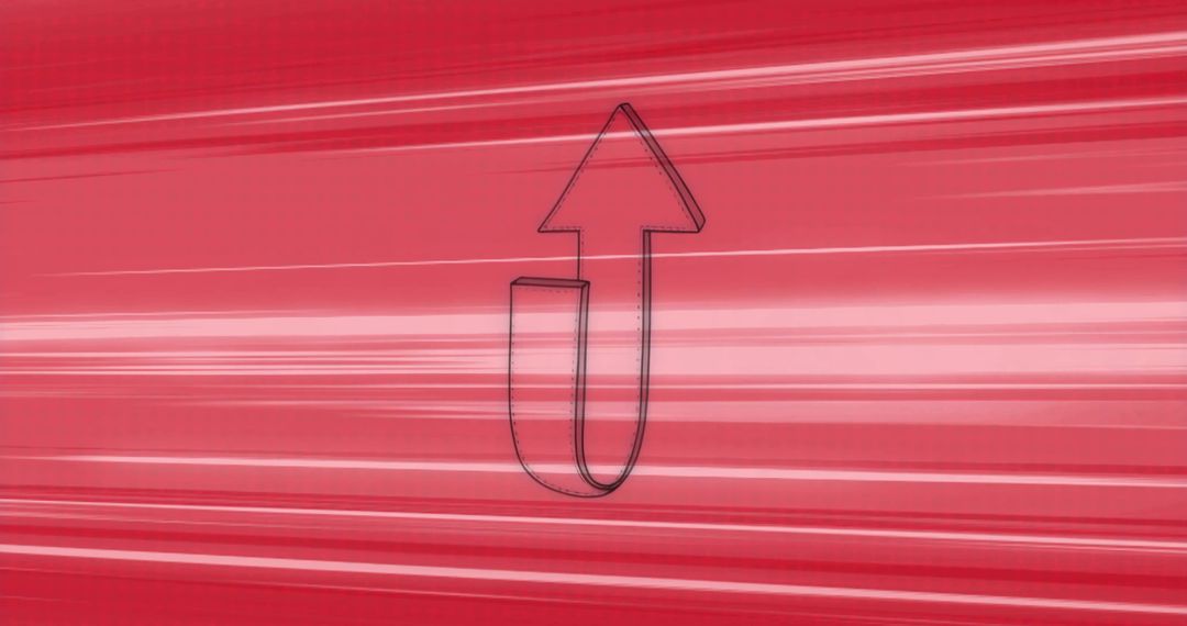 Dynamic U-Shaped Arrow with Red Streaks Signifying Motion