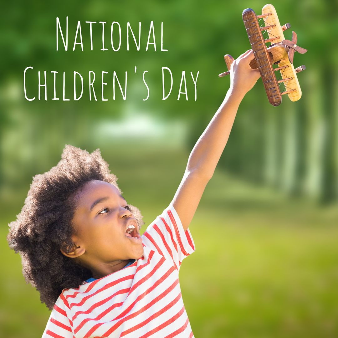 Joyful Childhood Celebration with Toy Airplane