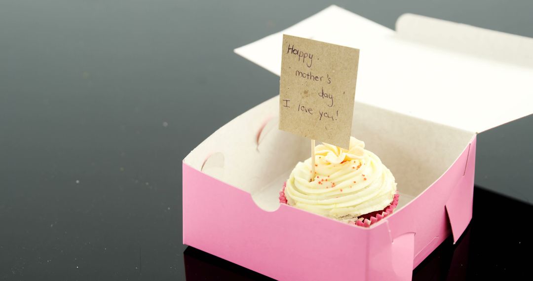 Mother's Day Cupcake with Handwritten Note in Pink Box - Free Images, Stock Photos and Pictures on Pikwizard.com