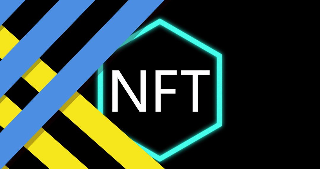 Colorful Geometric Shapes with Glowing NFT Hexagon Design