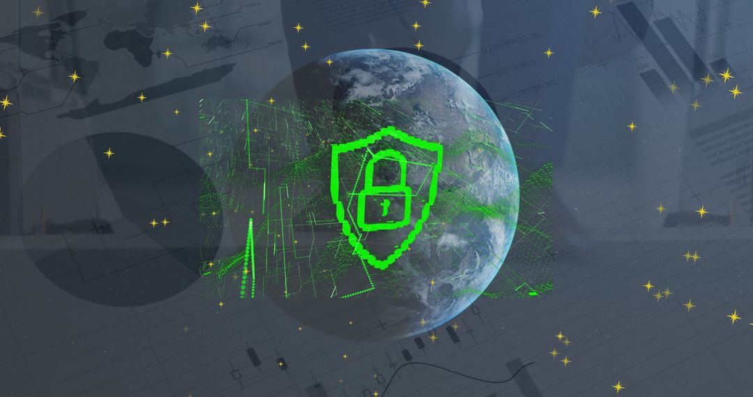 Global Data Security Concept with Earth and Digital Connections