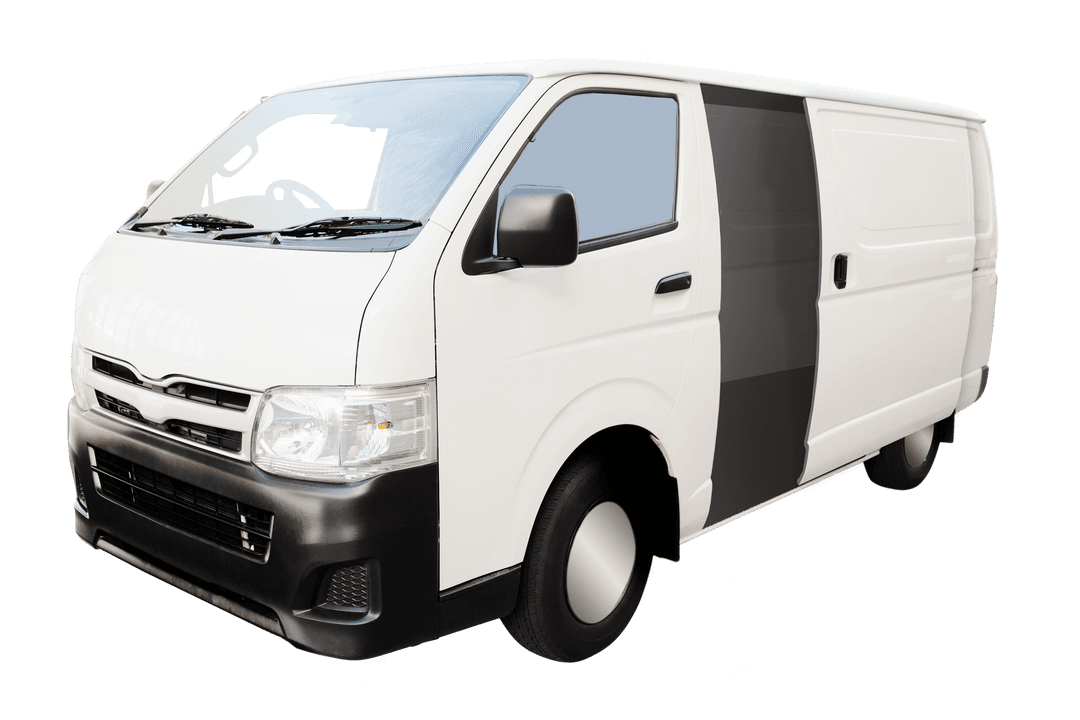 Commercial White Delivery Van Isolated on Transparent Background