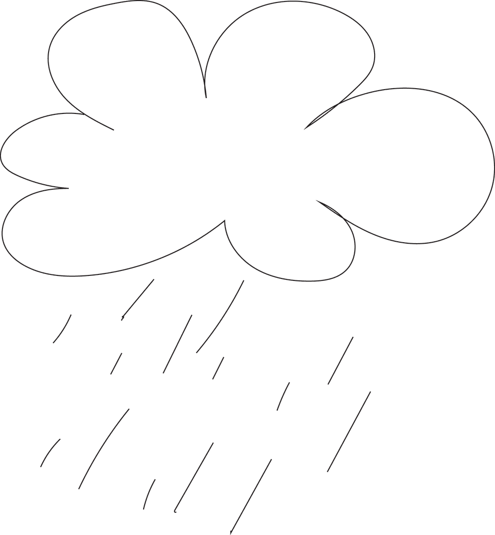 Cloud with Falling Rain Illustration on Transparent Background