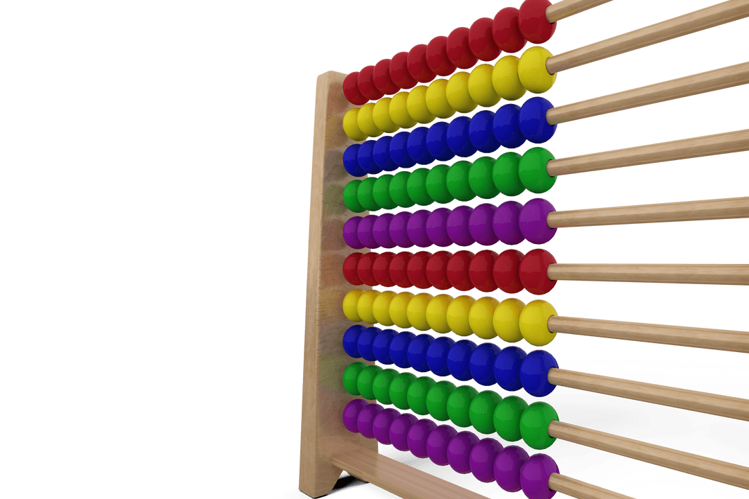 Bright Abacus with Multi-Colored Beads on Transparent Background