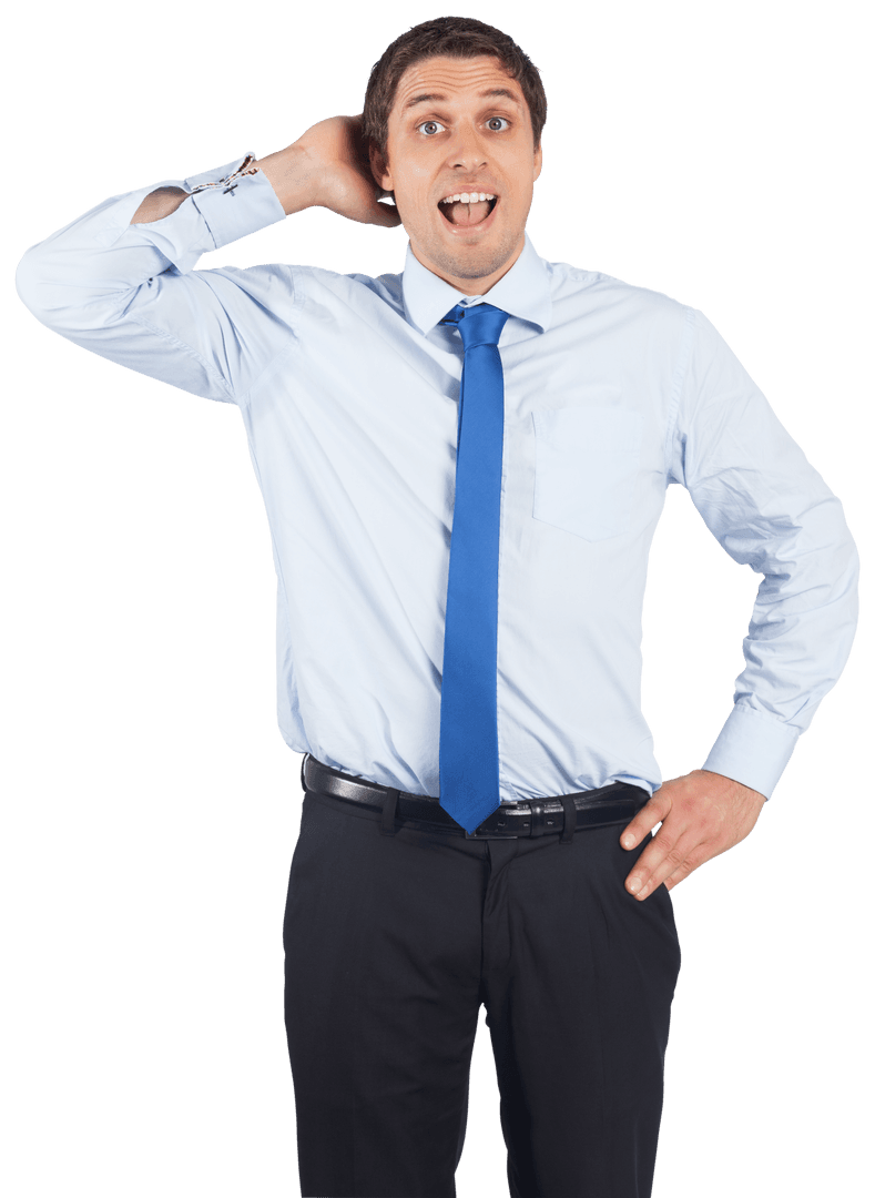 Transparent Thinking Businessman in Formal Attire