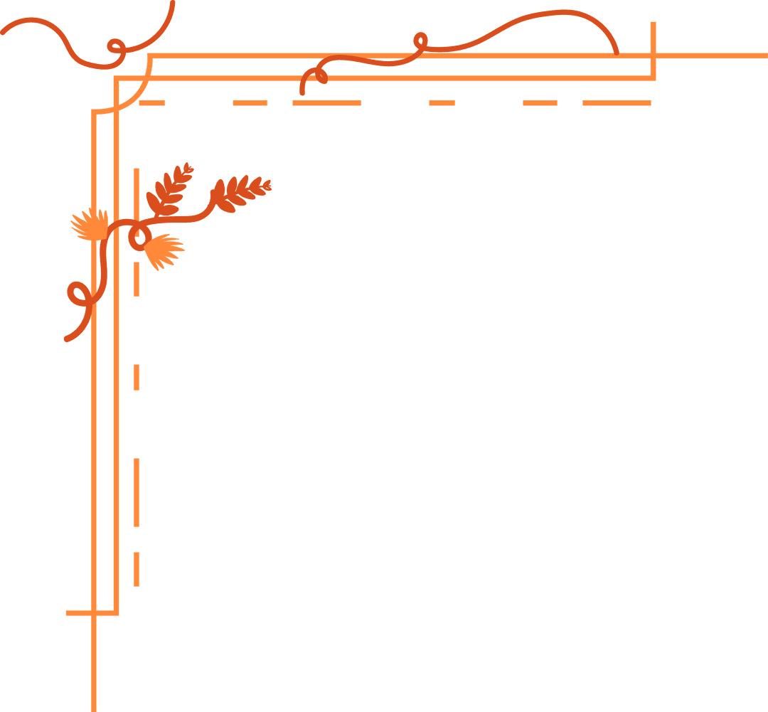 Ornate Orange Transparent Botanical Corner Border Design