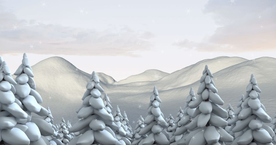 Winter Wonderland with Snowy Fir Trees and Hills