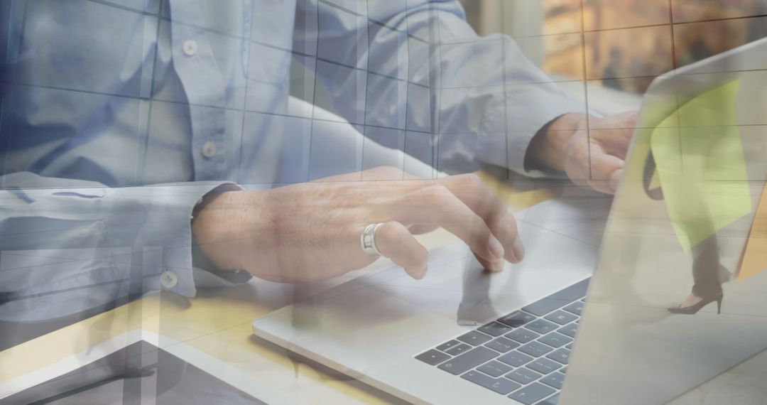 Business and Technology: Person Using Laptop with Global Perspective