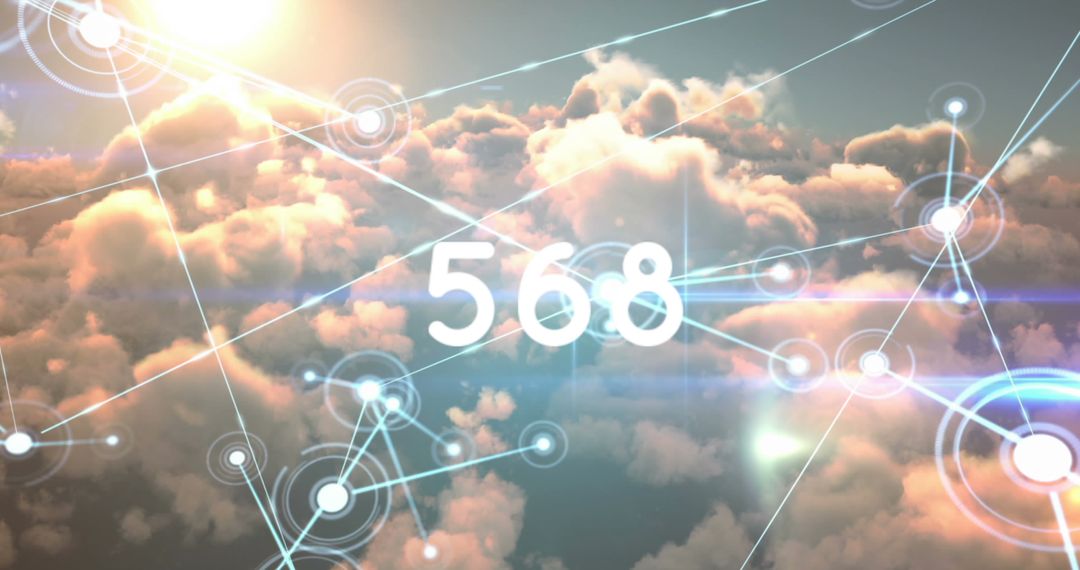 Digital Connectivity Concept with Sunset Cloud Background