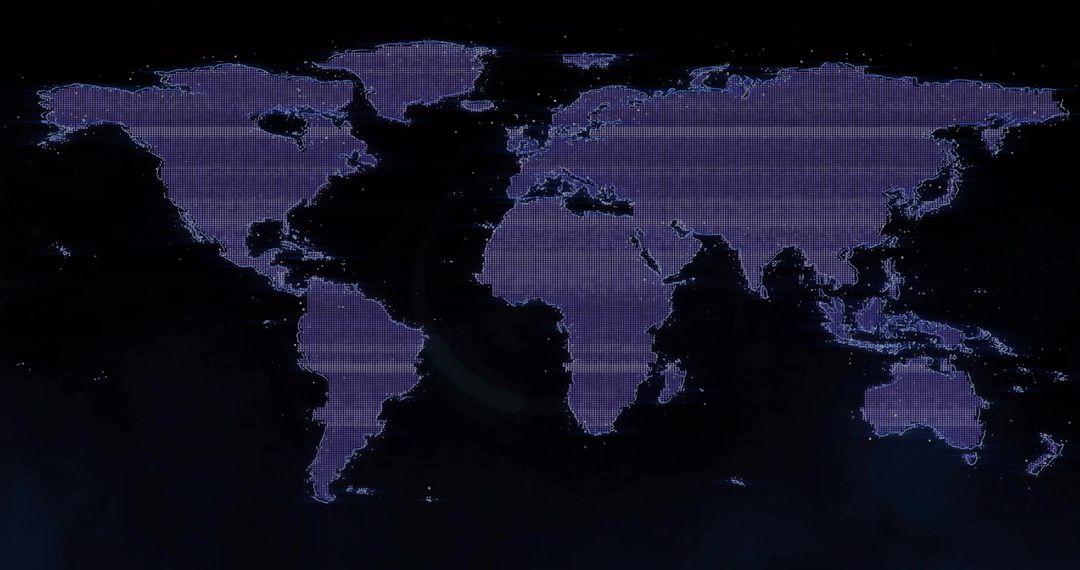 Futuristic Digital World Map Display with Grid and Scan Lines