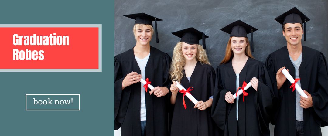 Group of Smiling Graduates Holding Diplomas in Academic Robes - Download Free Stock Templates Pikwizard.com