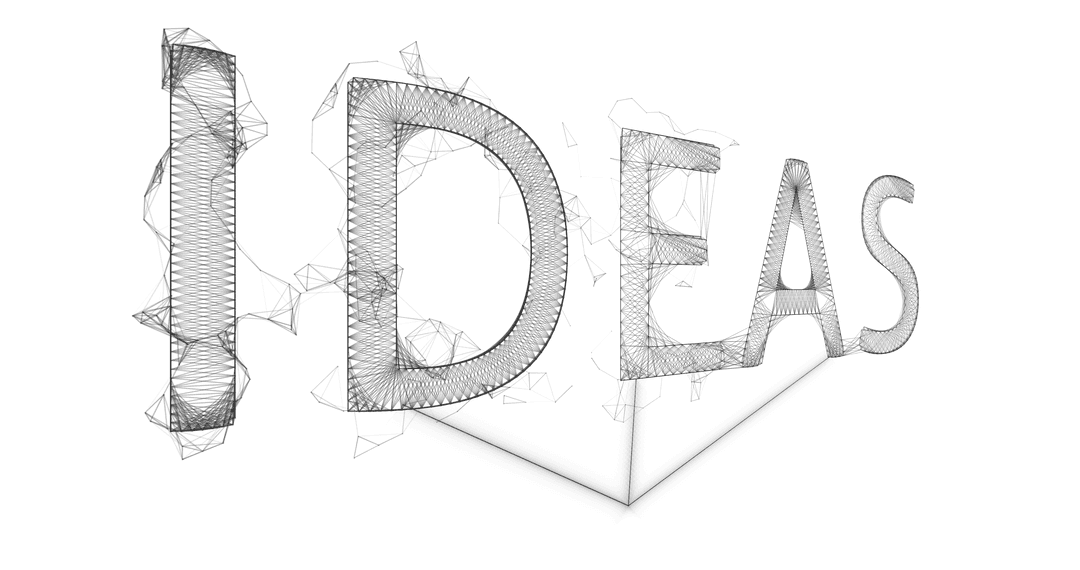 Transparent ideas text with dynamic design elements