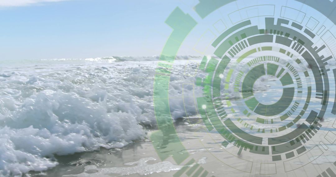 Digital Data Processing Interface with Seascape Background