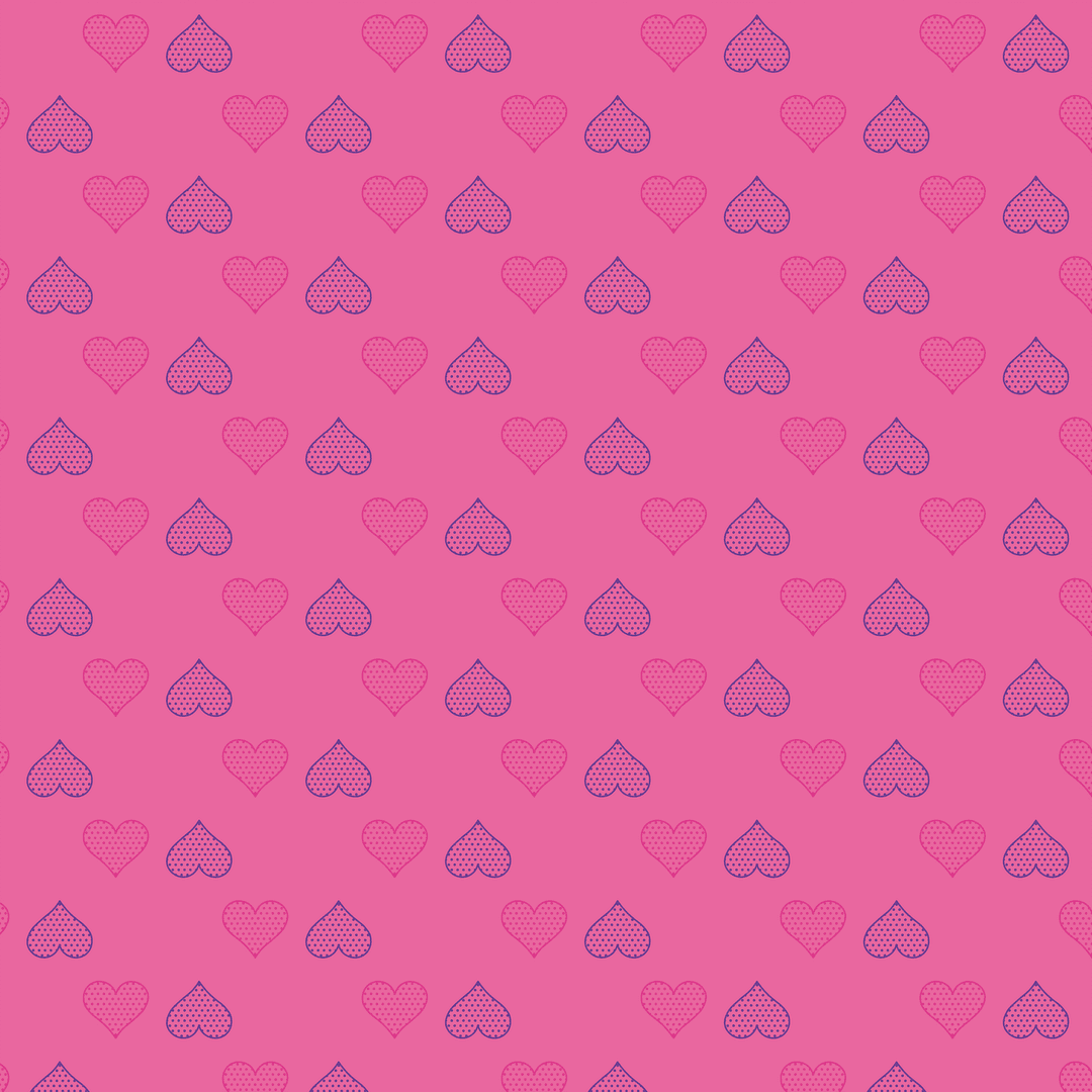 Transparent Pink and Blue Hearts Pattern on Pink Background