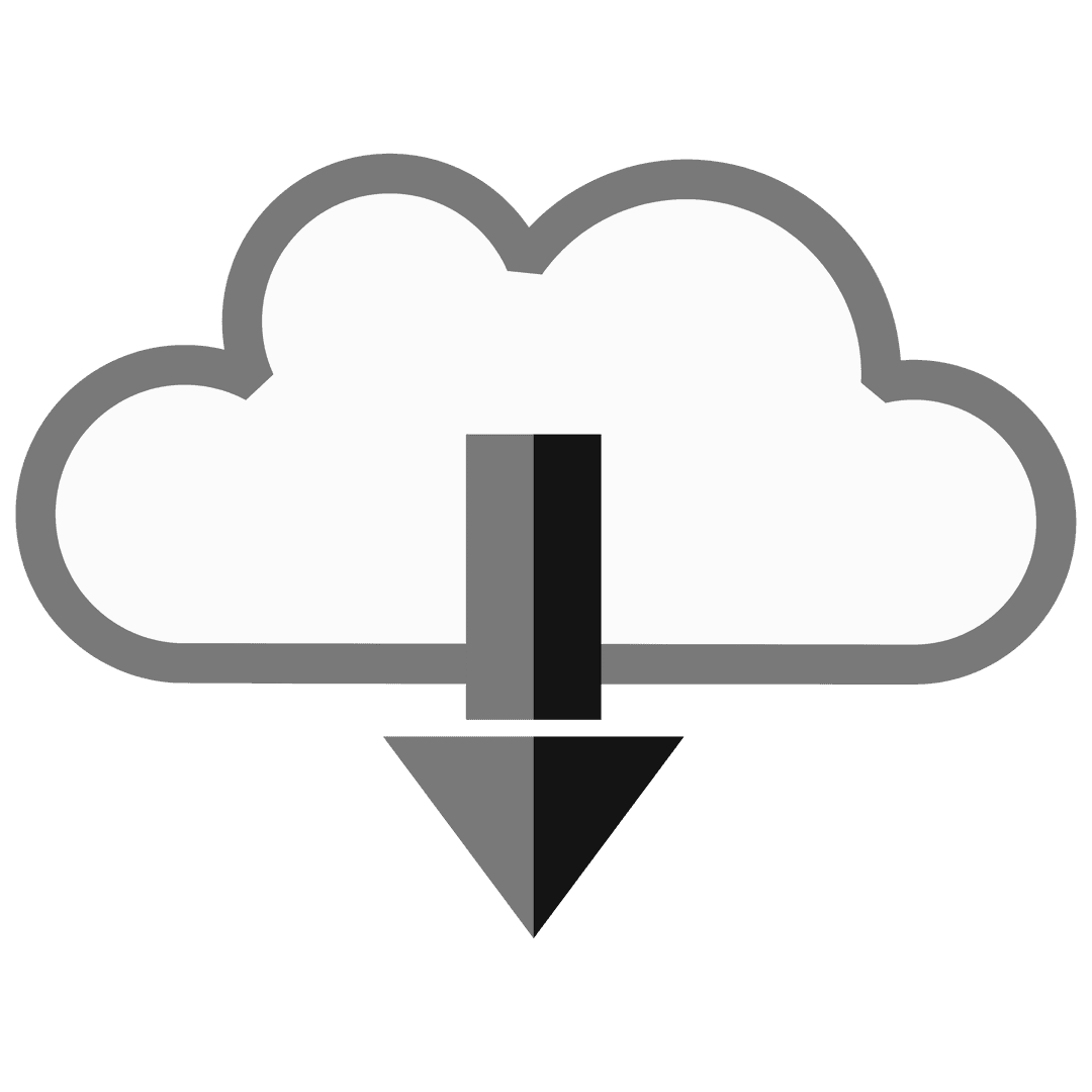 Cloud Icon with Down Arrow on Transparent Background