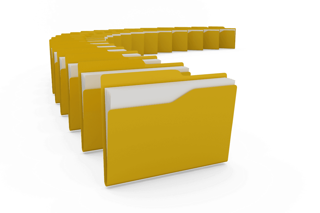 Transparent Yellow Document Folders in Cascading Arrangement