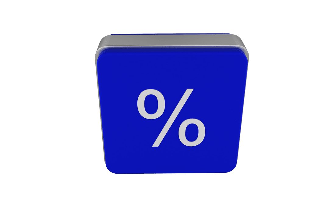Digital Percent Symbol Icon on Transparent Background