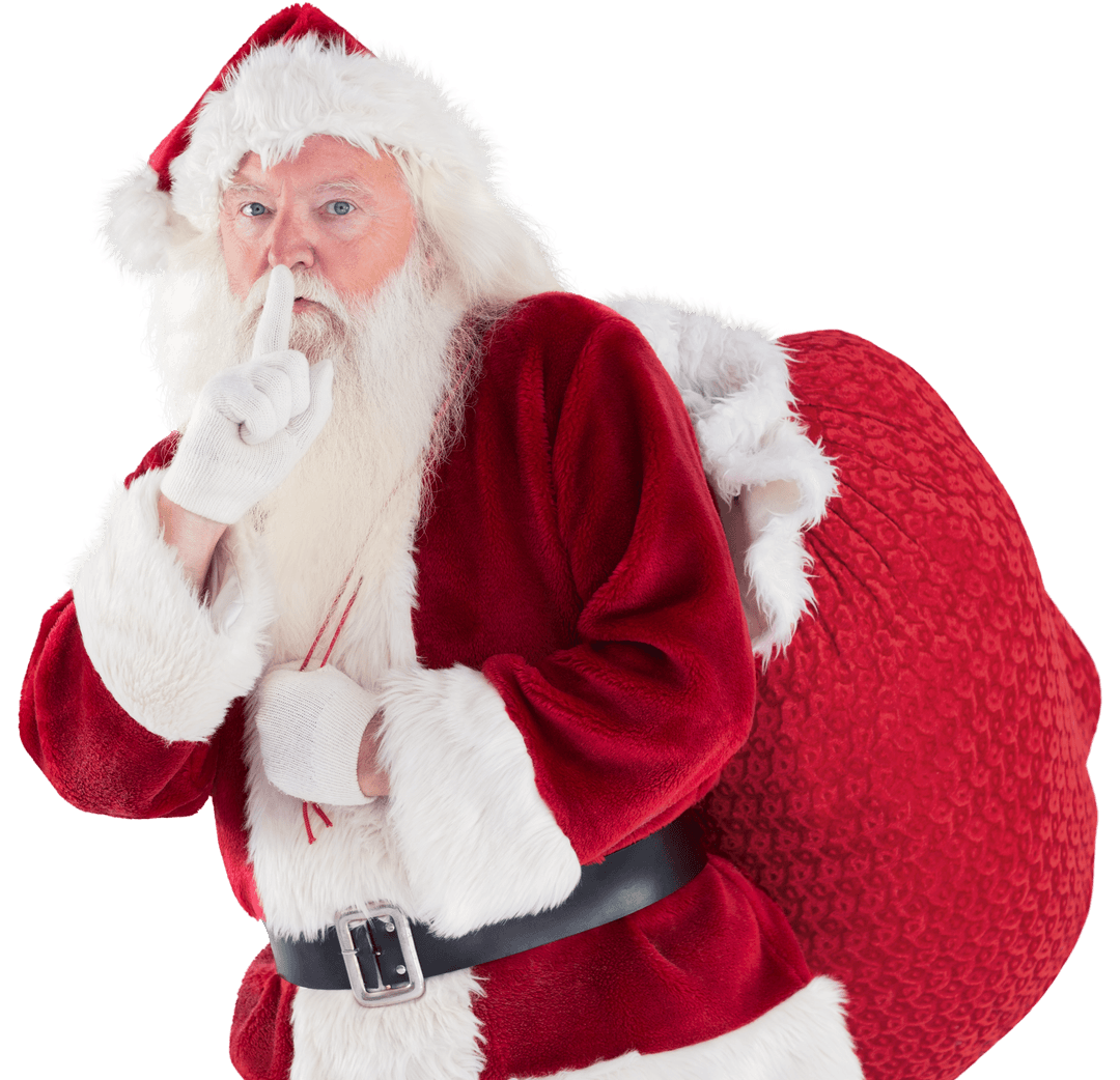Santa Claus Holding Sack on Transparent Background