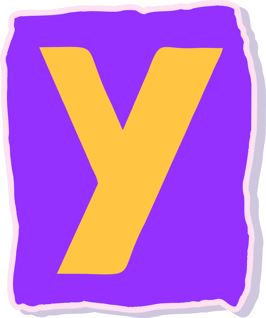 Modern Yellow Letter Y on Purple Shape Transparent Graphic