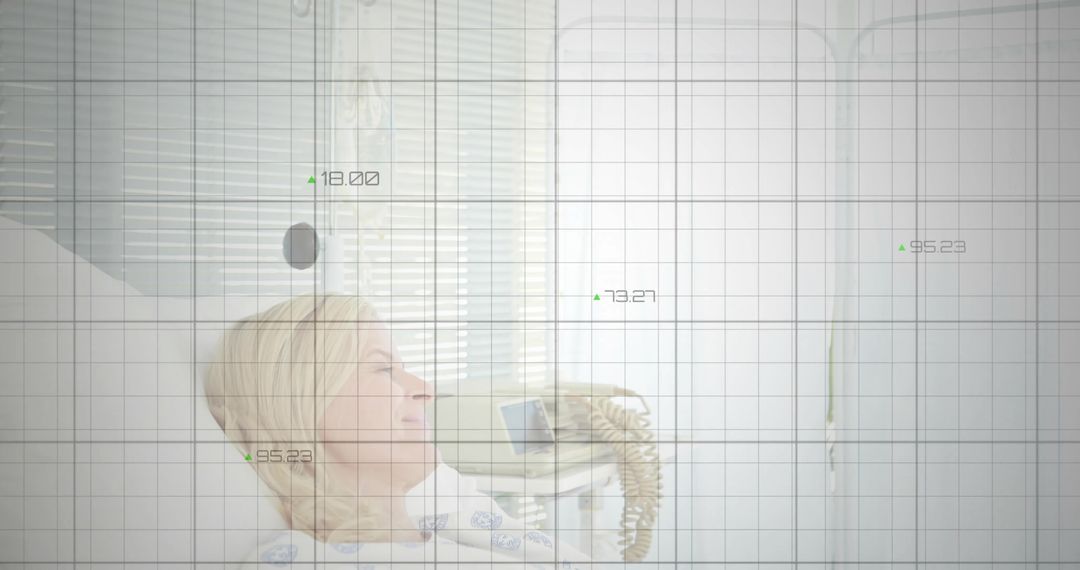 Patient Resting in Hospital Ward with Technology Overlay