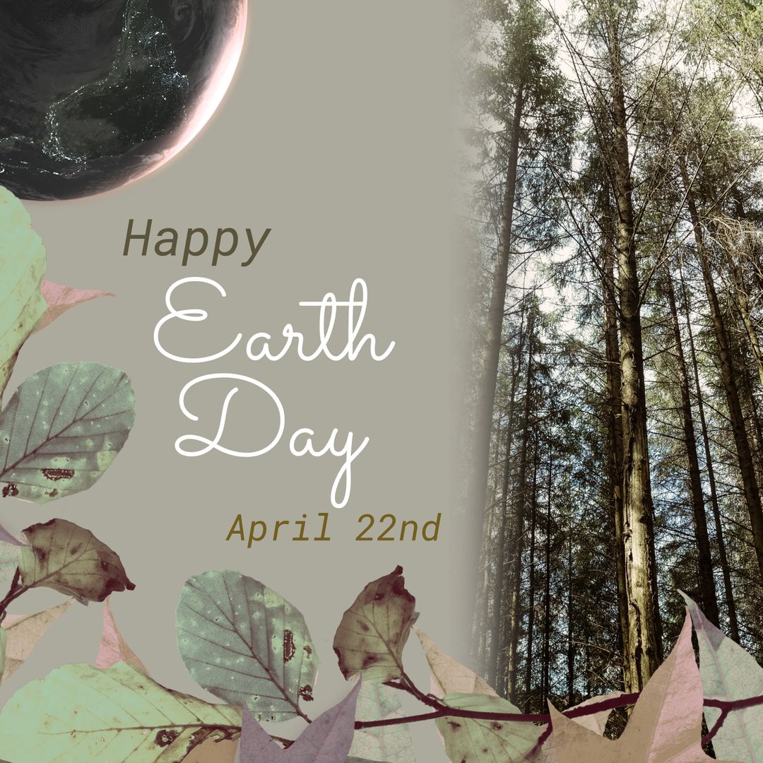 Earth Day Celebration with Forest and Planet