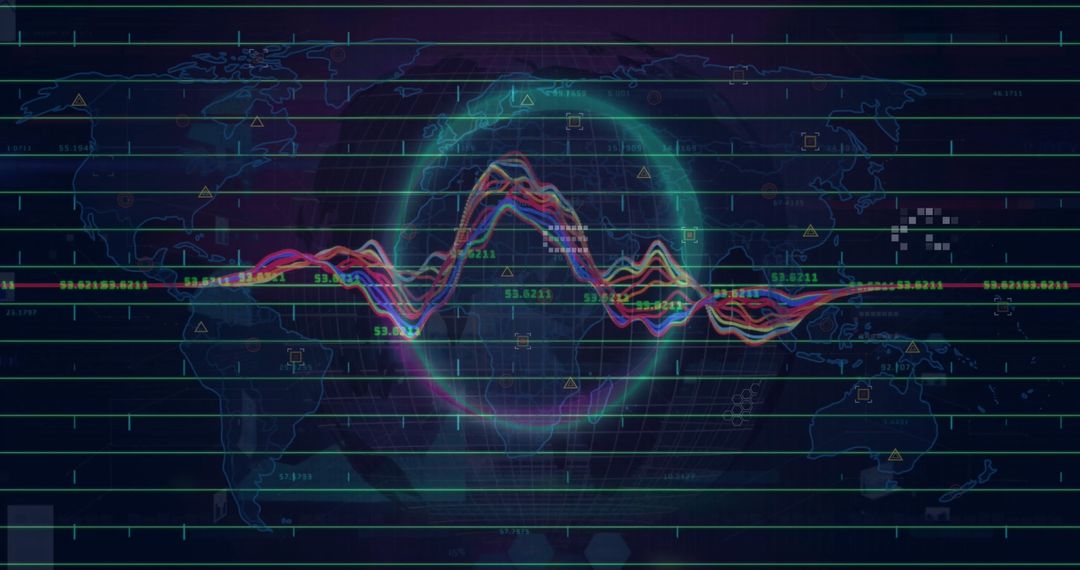 Digital Financial Data Over Globe with Graphs