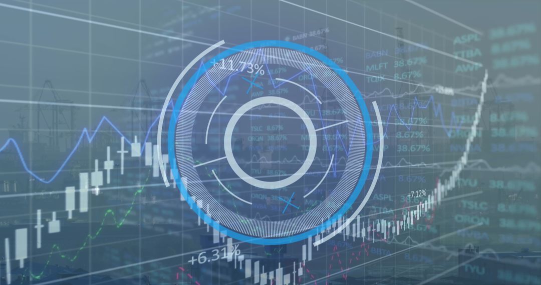 Financial Data with Futuristic Digital Interface and Urban Background