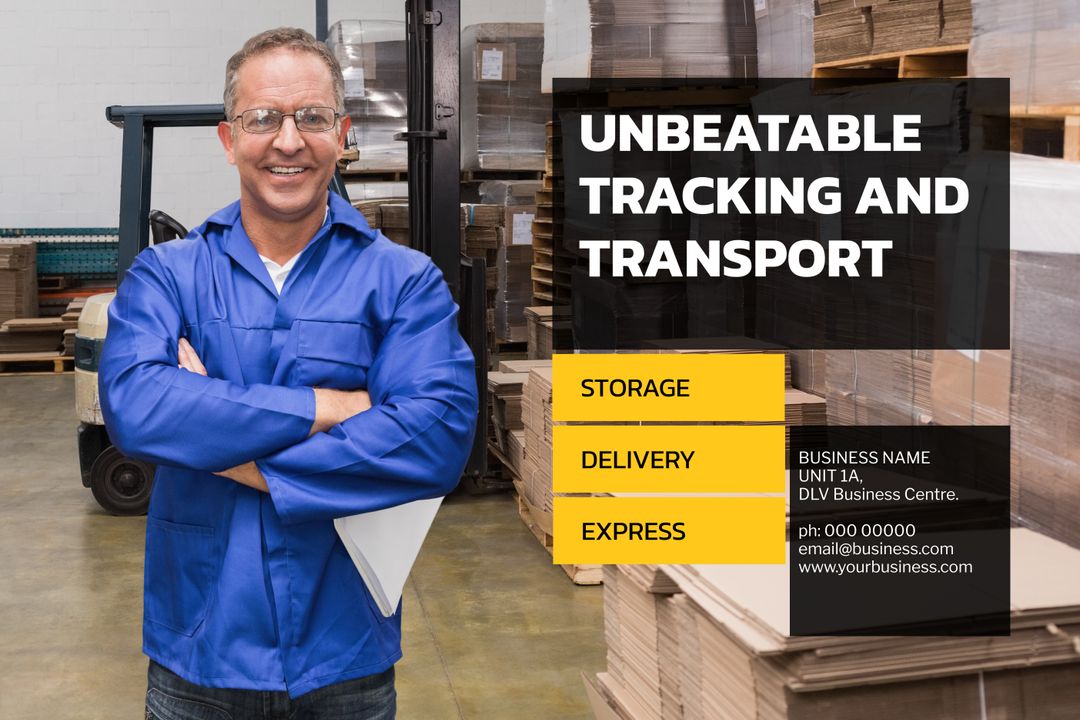 Logistics Expert in Warehouse Promoting Tracking and Transport Services - Download Free Stock Templates Pikwizard.com