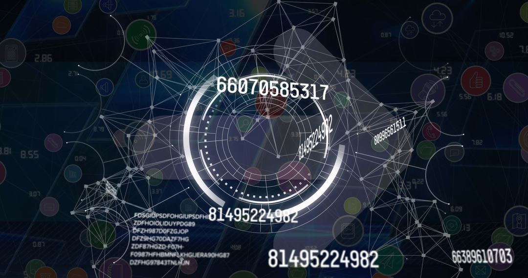 Futuristic Digital Interface with Network and Data Visualization