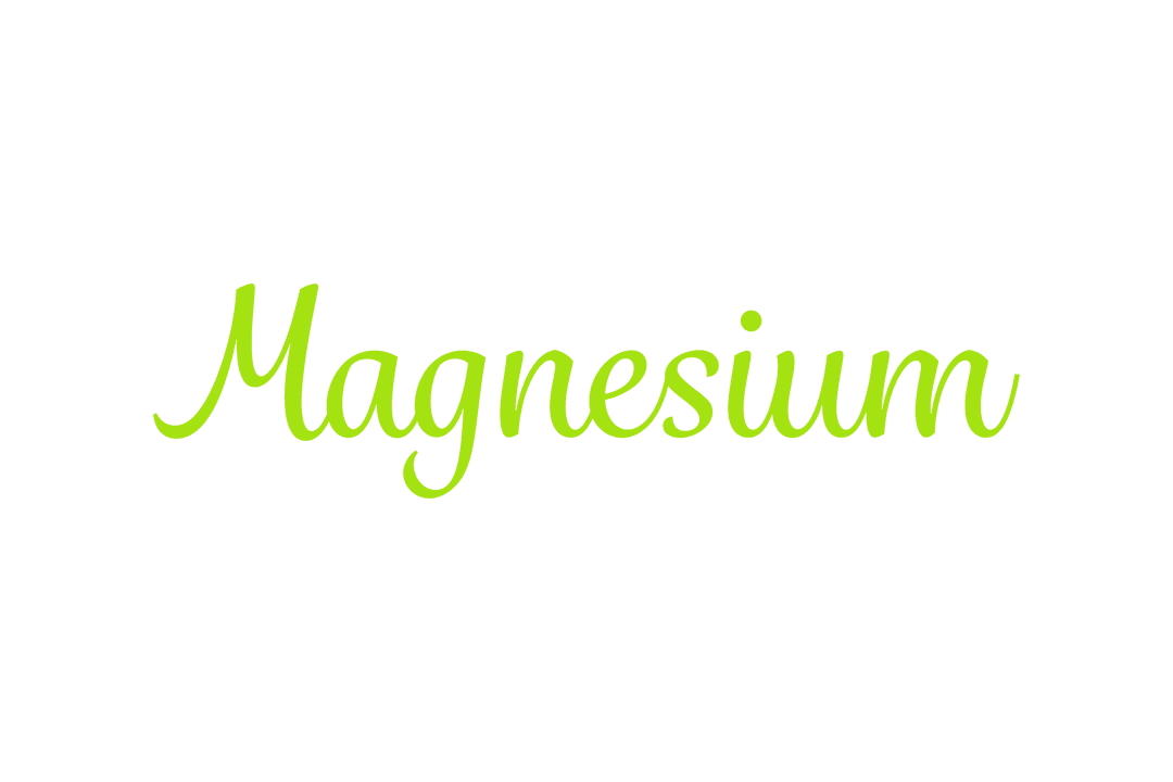 Vibrant Green Text of Magnesium on Transparent Background