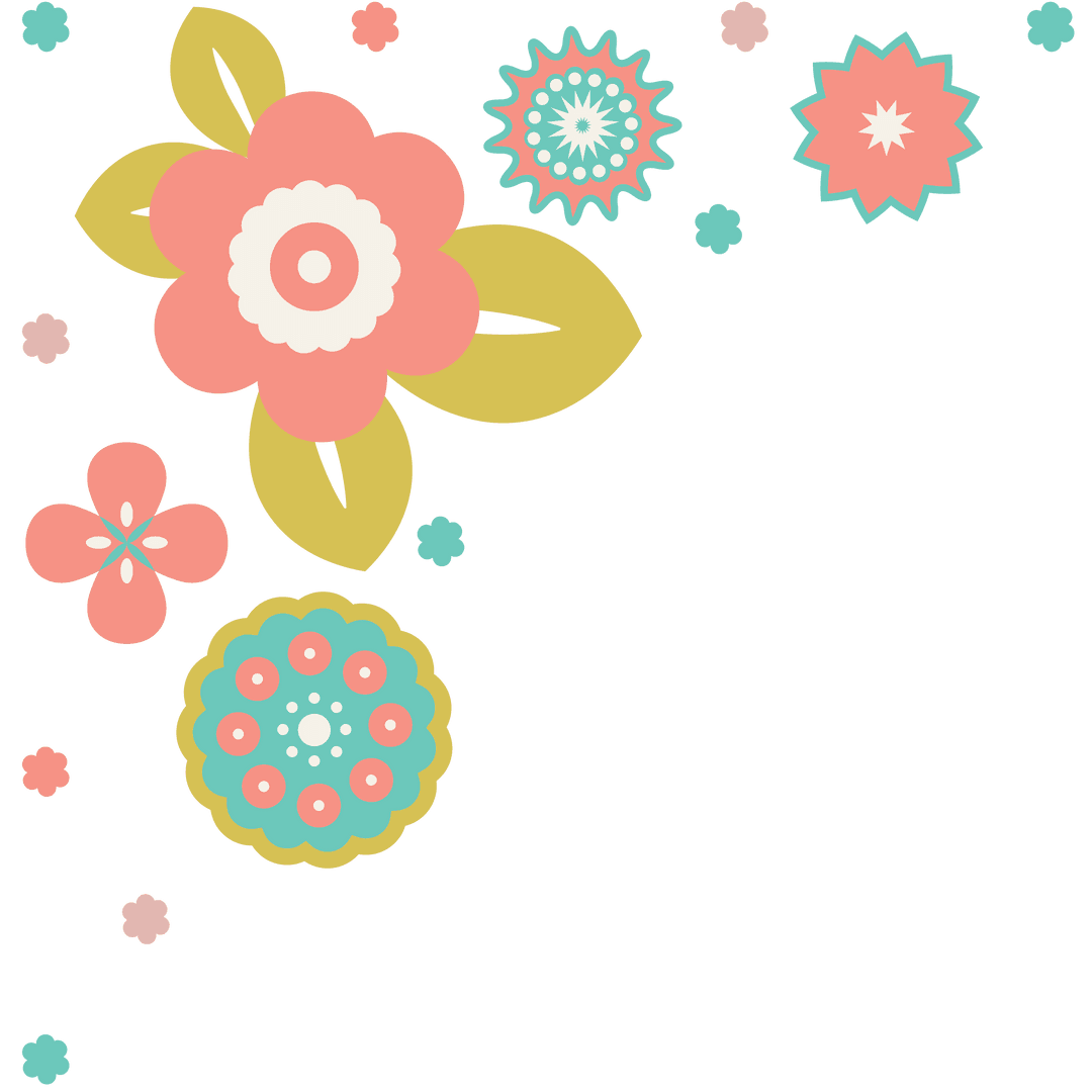 Colorful Floral Illustrations on Transparent Background for Nature Design