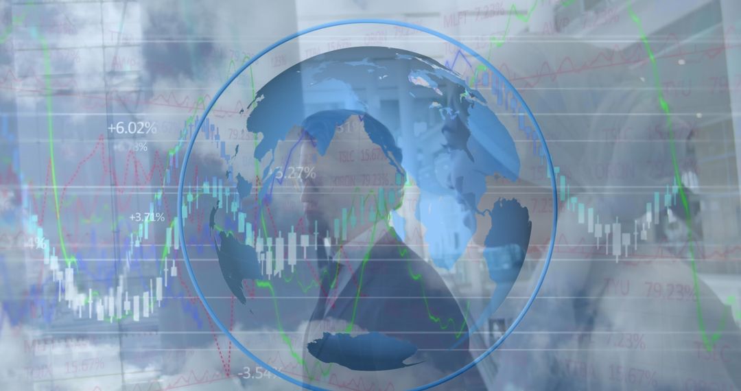 Global Finance Concept with Businessmen Analyzing Data