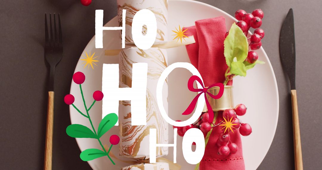 Festive Christmas Place Setting with Decorations and Greetings