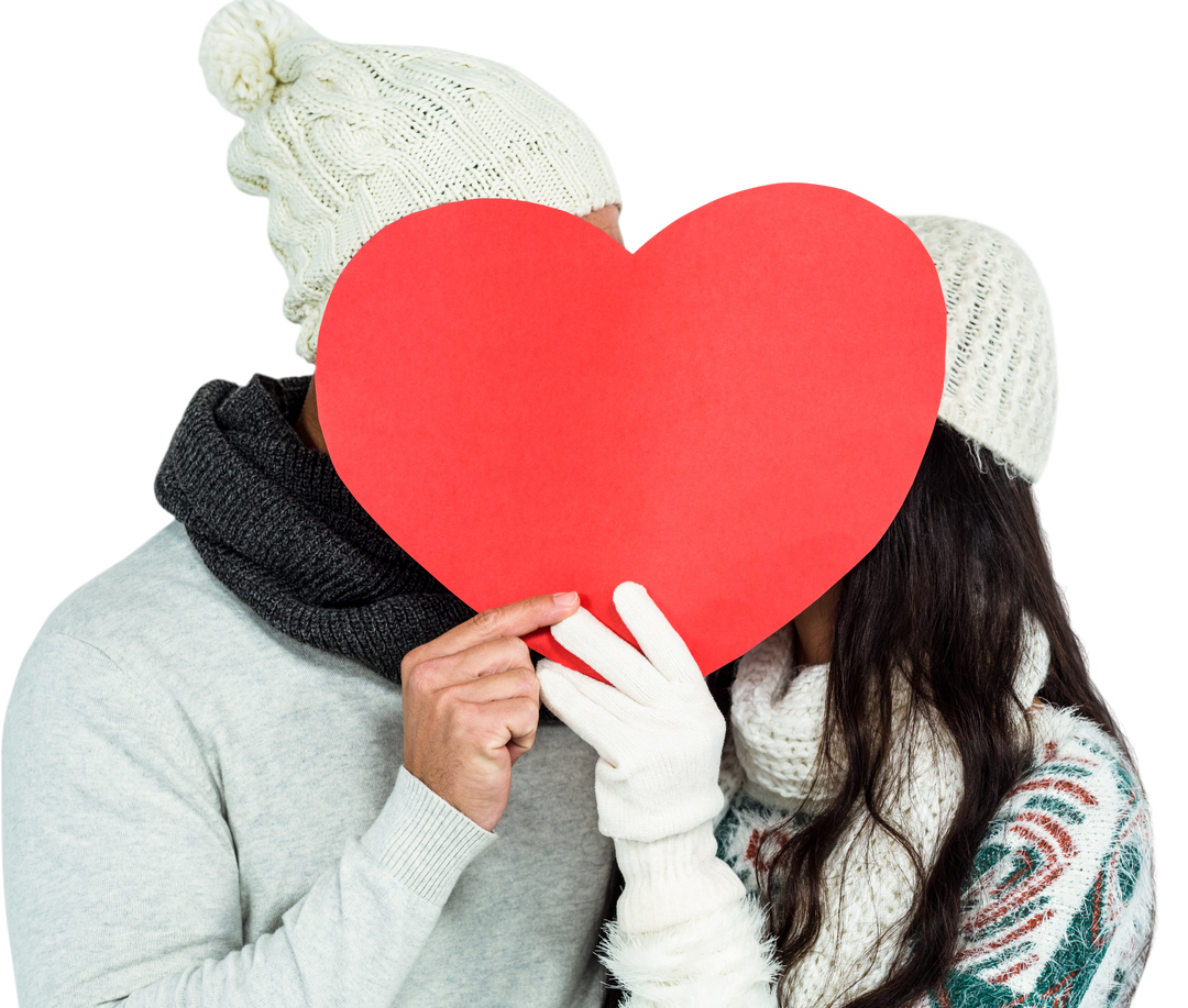 Smiling Couple Holding Red Heart Cutout in Transparent Background - Download Free Stock Images Pikwizard.com