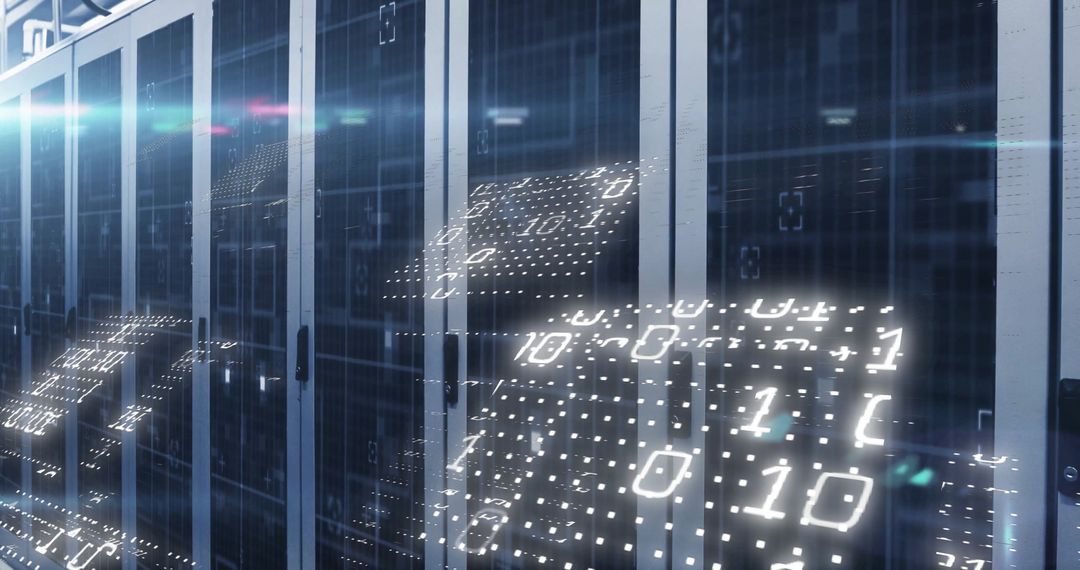 Futuristic Digital Data Flow on Server Units