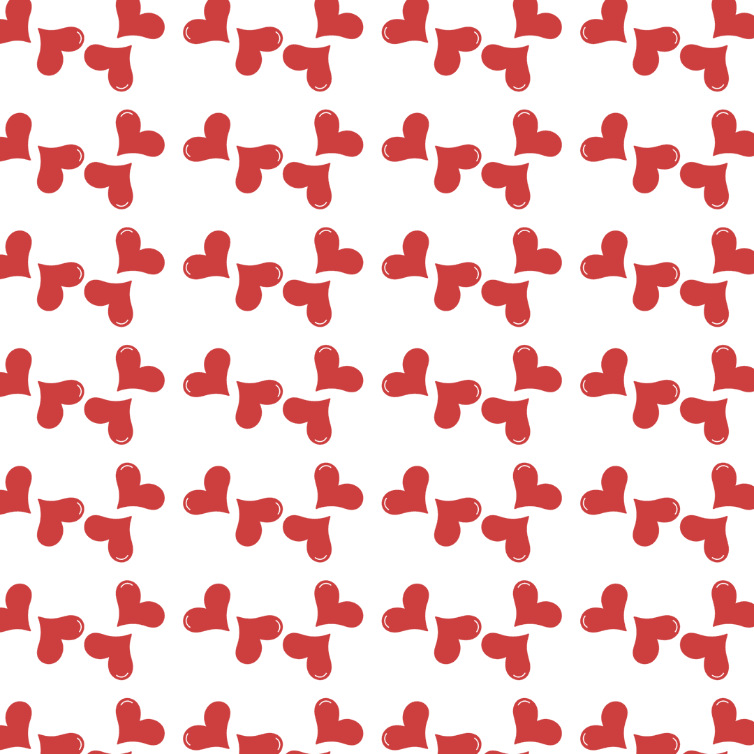 Red Hearts Repeating Pattern on Transparent Background