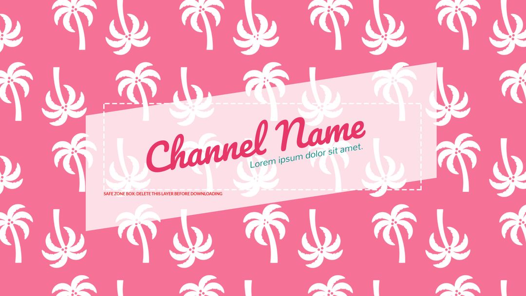 Pink Summer Banner with Palm Trees Ideal for Travel Vlogs and Events - Download Free Stock Templates Pikwizard.com